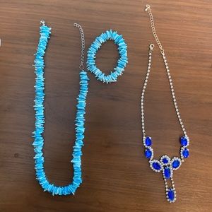 Blue neck and bracelet accessories